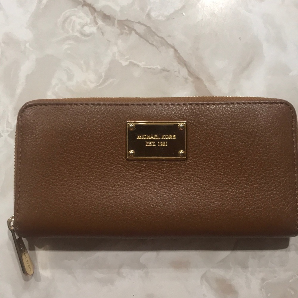 MK brown leather wallet
